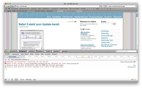 Safari 5 Webentwickler Werkzeuge Safari 5 Webentwickler Werkzeuge