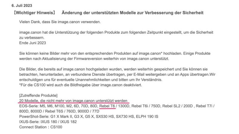 Canon EOS 1300D Err127 Fehlermeldung beim Verbinden mit image.canon