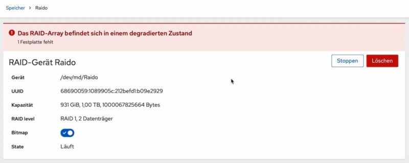 Ausfallsicherheit des RAID testen