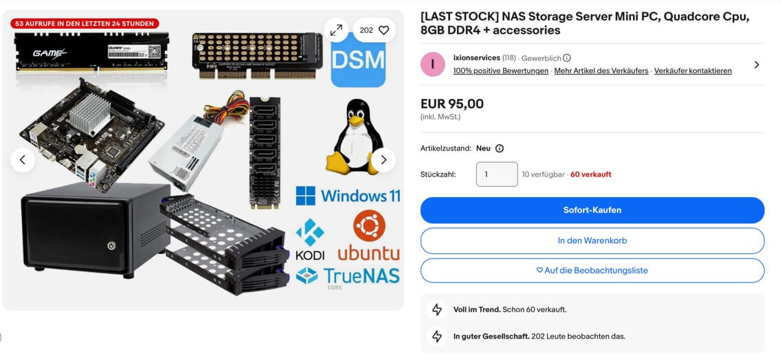 DIY NAS Kit auf Ebay